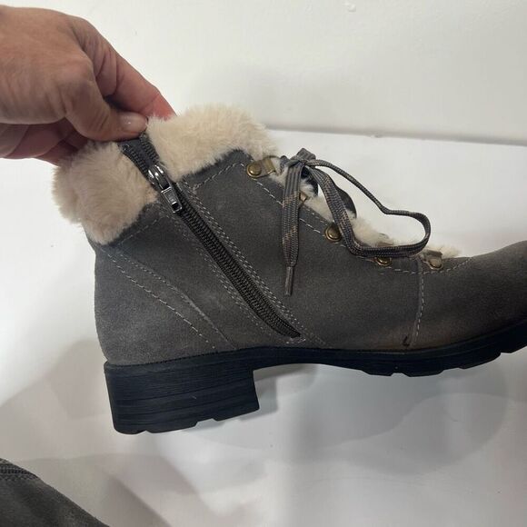Earth Origins Rada Gray Ankle Winter Foots Fur Trim Top Size 10 - Picture 5 of 7